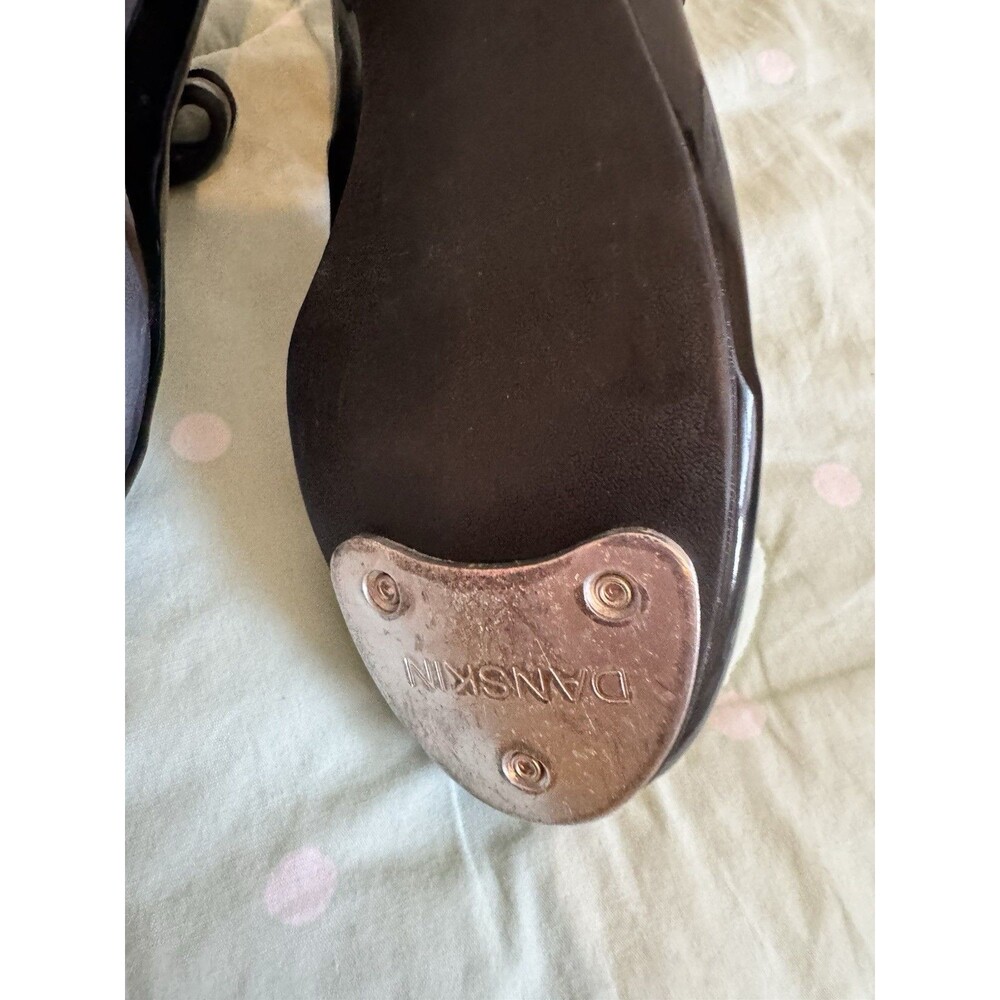 Danskin Black Patent Mary Jane Tap Dance Shoes w/ Tap Plates kids size 12 - Picture 11 of 13